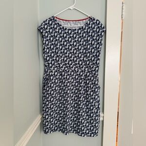 Boden Florrie Cotton Cap Sleeve Dress - Blue White Pineapple Pattern - 12 Petite